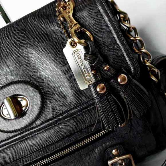 RARE/LARGE COACH MIA EXOTIC REPTILE HARPER LEATHER SATCHEL - Picture 2 of 6